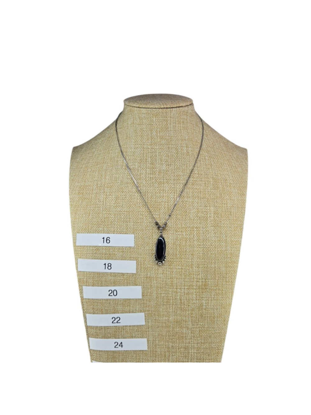 Silver and Black Onyx Pendant Necklace Vintage Artisan Gothic Formal Women's